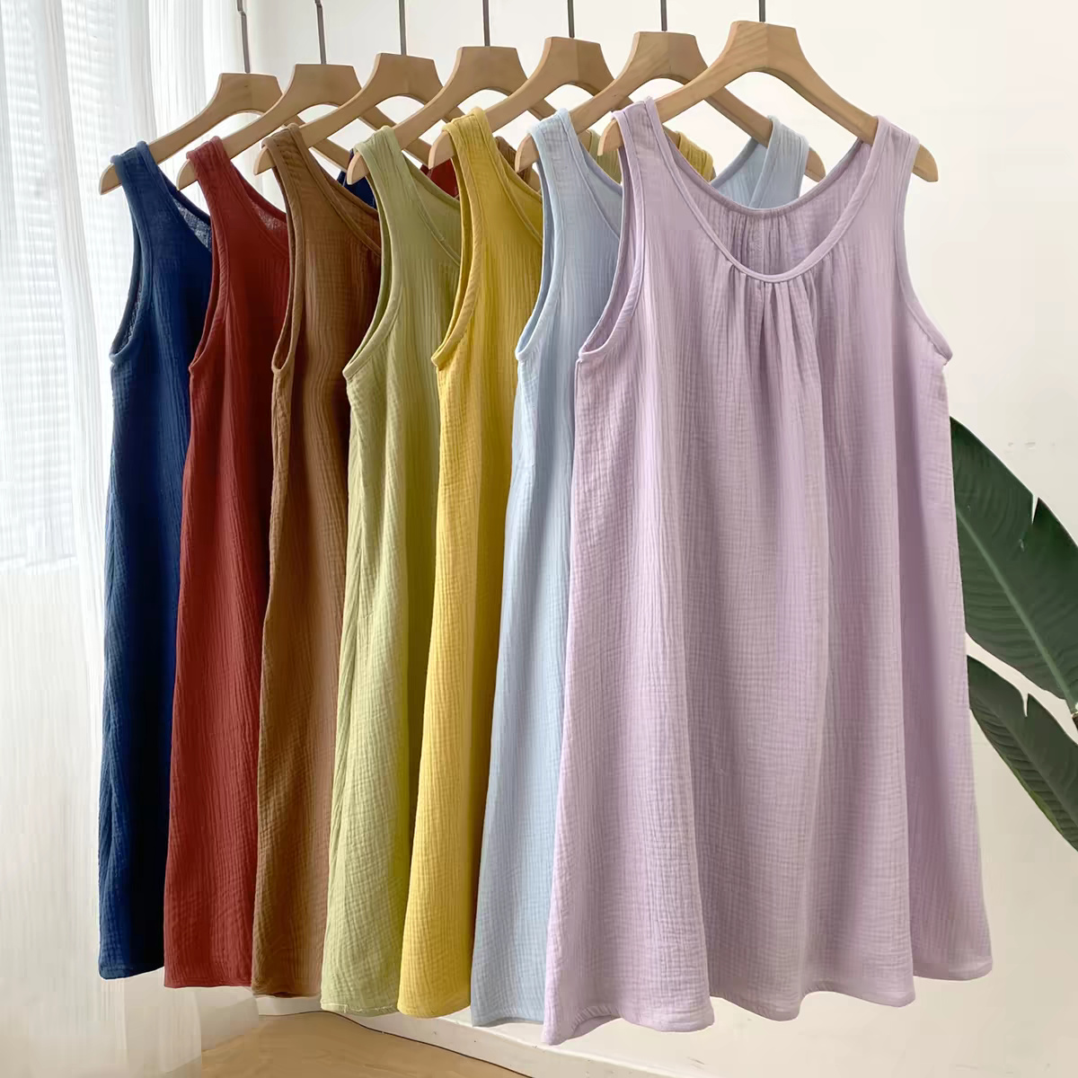 Midi Dress - Letnia, codzienna sukienka damska bez rękawów,